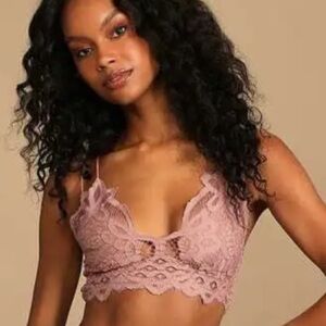 Free People Adela Lace Bralette in Rose Pink